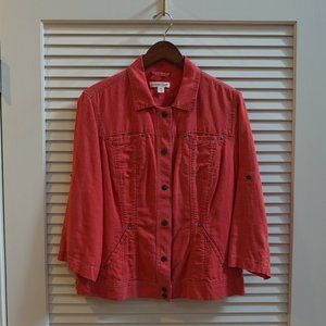 Coldwater Creek Tencel Snap Front Lightweight Red Jacket Size 16 EUC
